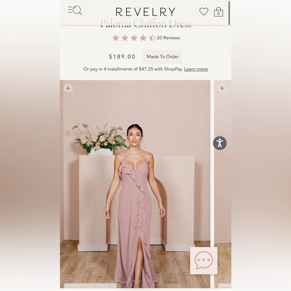 Revelry Bridesmaid Dress | Paloma Chiffon Style | Rose Quarts Color